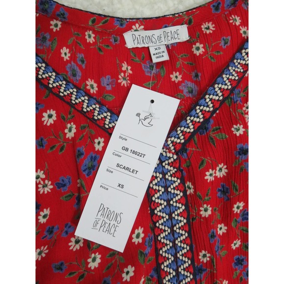 NEW Patrons of Peace Red Floral Embroidered Tank - Picture 4 of 5